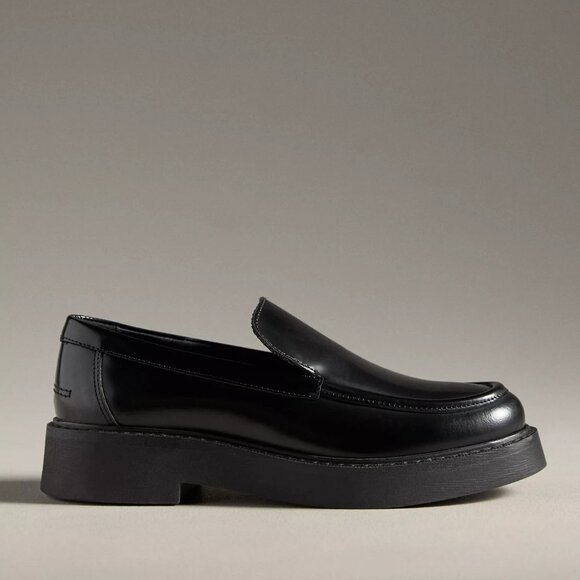 Anthropologie Maeve Classic Leather Loafers Black Size 38/7-7.5 - Picture 1 of 9